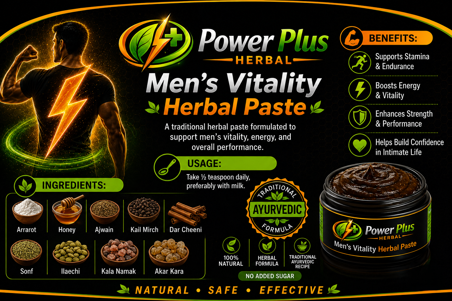 PowerPlus Men's Vitality Herbal Paste Premium Herbal Wellness Formula, PowerPlus Herbal Men's Vitality Paste Luxury Product Display, Premium Herbal Vitality Paste with Natural Ingredients, Natural Vitality Support Herbal Paste by PowerPlus Herbal, Traditional Ayurvedic Inspired Vitality Herbal Formula, Herbal Wellness Paste with Honey Ajwain and Cardamom, Premium Men's Vitality Herbal Paste Product Image, Natural Energy Support Herbal Formula, Herbal Stamina Support Product Photography, PowerPlus Herbal Wellness Supplement