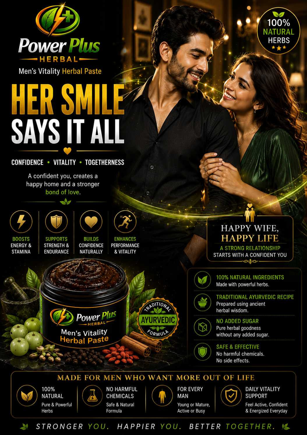 PowerPlus Men's Vitality Herbal Paste Premium Herbal Wellness Formula, PowerPlus Herbal Men's Vitality Paste Luxury Product Display, Premium Herbal Vitality Paste with Natural Ingredients, Natural Vitality Support Herbal Paste by PowerPlus Herbal, Traditional Ayurvedic Inspired Vitality Herbal Formula, Herbal Wellness Paste with Honey Ajwain and Cardamom, Premium Men's Vitality Herbal Paste Product Image, Natural Energy Support Herbal Formula, Herbal Stamina Support Product Photography, PowerPlus Herbal Wellness Supplement