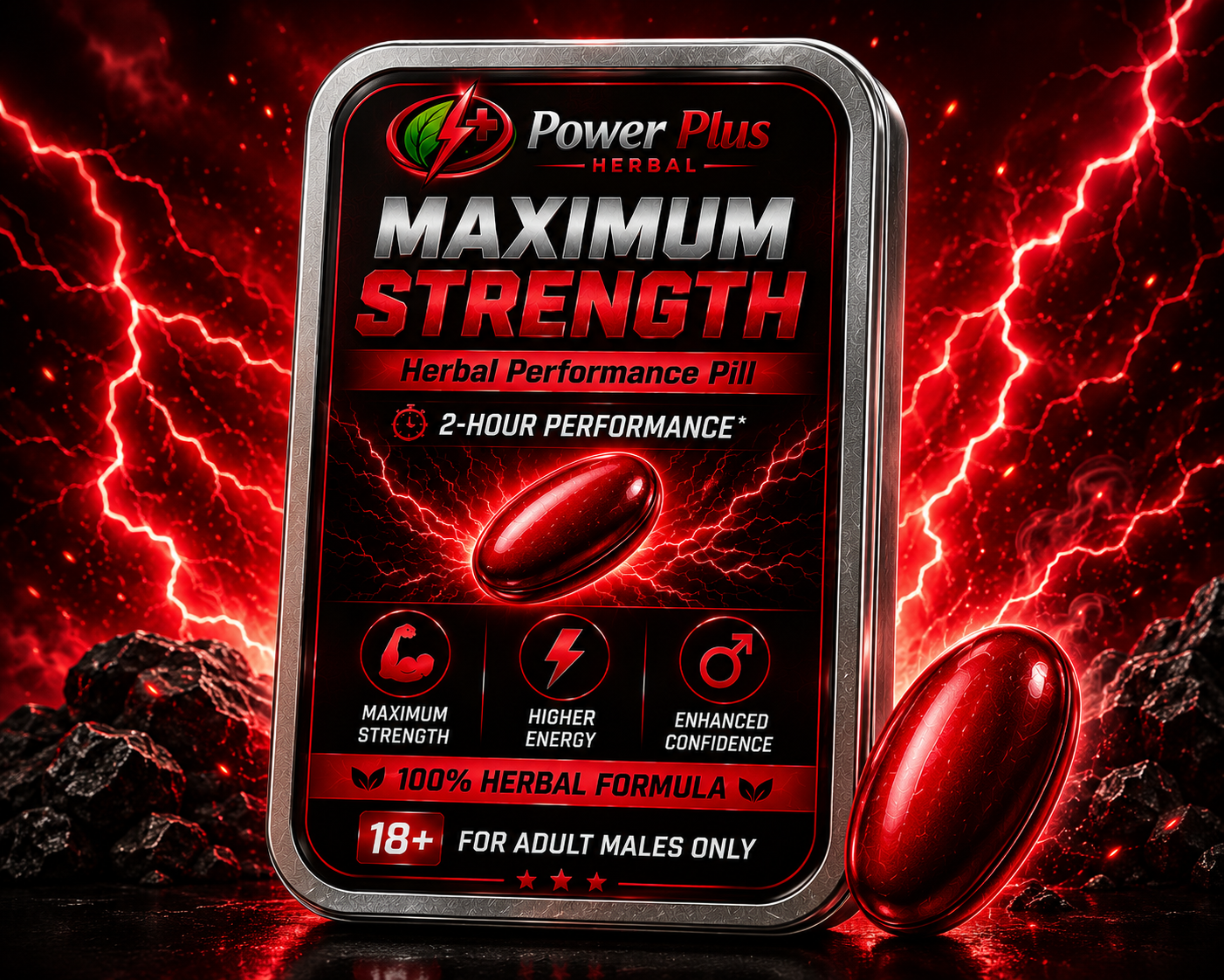 Power Plus Herbal Maximum Strength Premium Herbal Formula Packaging, Power Plus Herbal Maximum Strength Performance Pill