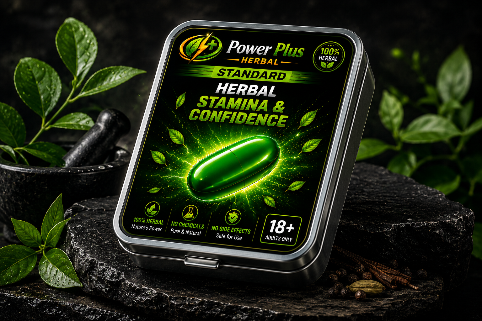 PowerPlus Herbal Stamina & Confidence Standard Pill – Green Pill (Strength + Booster) (Pack of 8 Tablets) - Image 3