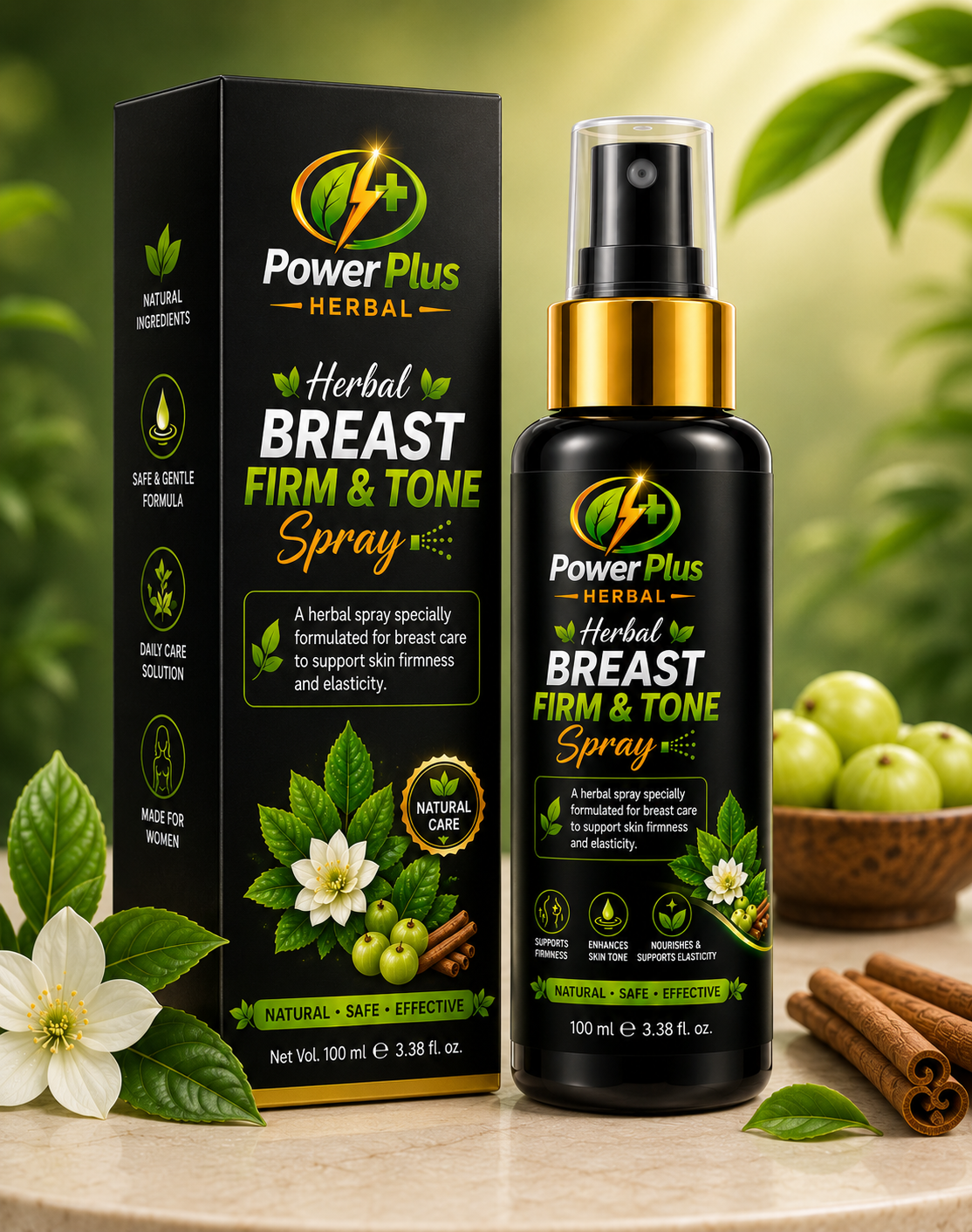 , breast firming spray, breast tone spray, herbal breast spray, breast care spray, skin firmness spray, skin elasticity support, breast skin care, natural breast care, herbal skin tightening spray, breast beauty spray, breast firm and tone spray, PowerPlus Herbal