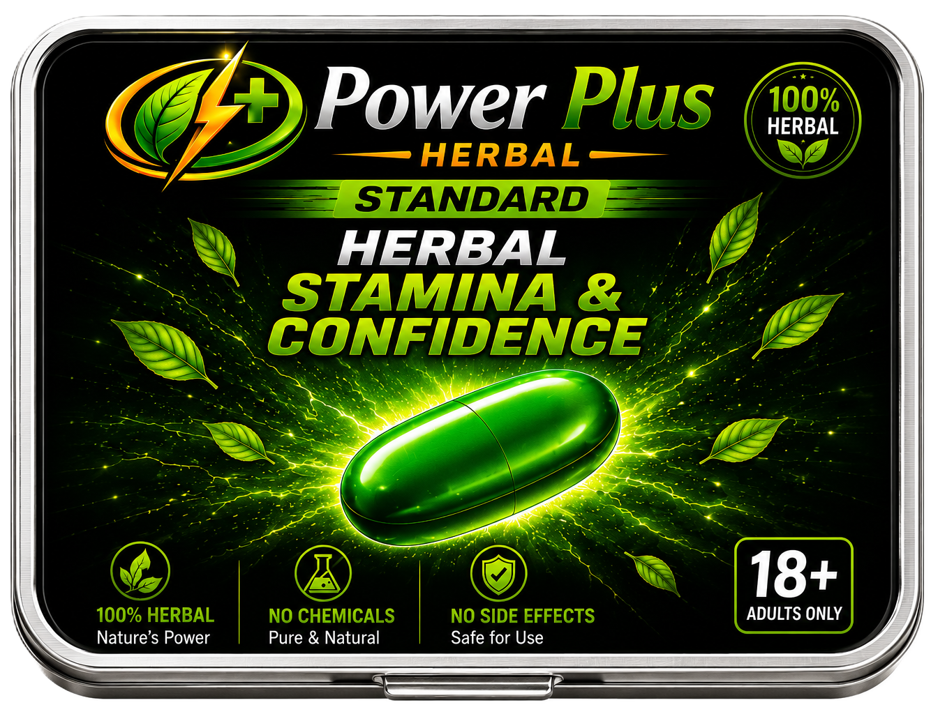 Premium steel box herbal stamina supplement by PowerPlus Herbal